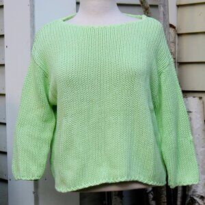 Willow Light Green Chunky Knit Boat Neck Pullover Sweater Sz LARGE